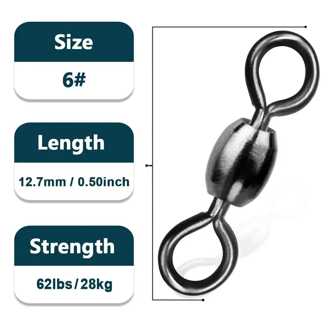 China China Size 6  12.7mm 28kg / 100 Pcs Crane Swivels 50~200Pcs Swivels Fishing Tackle Fishing line Hook Connector Stainless Brass Saltwater Fishing Rolling Accessories