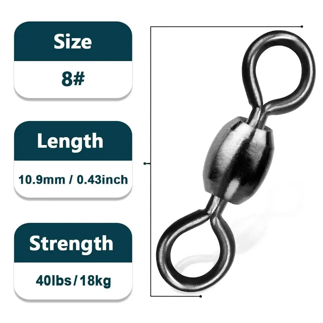 China China Size 8  10.9mm 18kg / 100 Pcs Crane Swivels 50~200Pcs Swivels Fishing Tackle Fishing line Hook Connector Stainless Brass Saltwater Fishing Rolling Accessories
