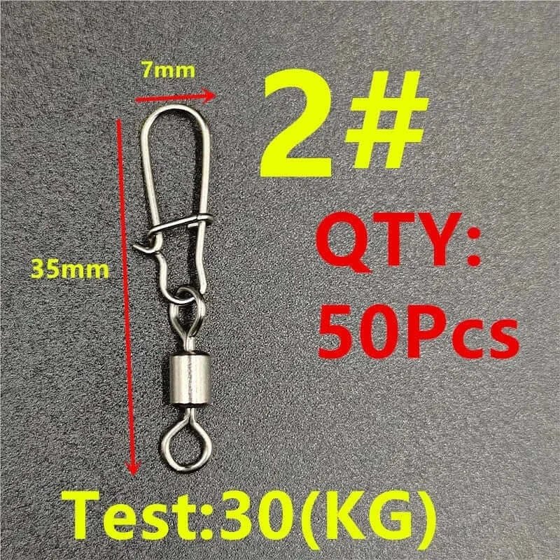 China China Size2 35mm 50pcs 50Pcs/lot 1#-14# Carp Fishing Accessories Connector Pin Bearing Rolling Swivel Stainless Steel Snap Fishhook Lure Swivels Tackle