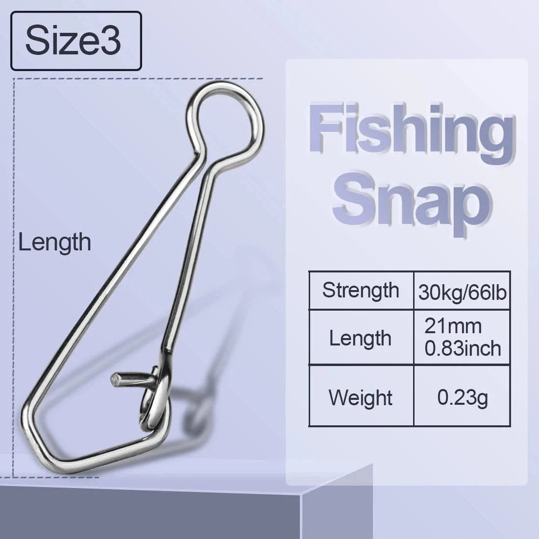 China China Size3 / 50Pcs FishTrip Hook Snap Stainless Steel Fishing Snap for Plug Fishing, Feeders, Tying Lures, Float, Making Fishing Rig