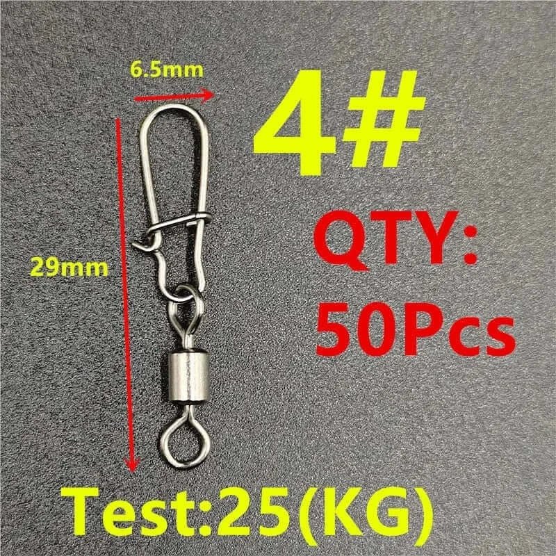 China China Size4 29mm 50pcs 50Pcs/lot 1#-14# Carp Fishing Accessories Connector Pin Bearing Rolling Swivel Stainless Steel Snap Fishhook Lure Swivels Tackle