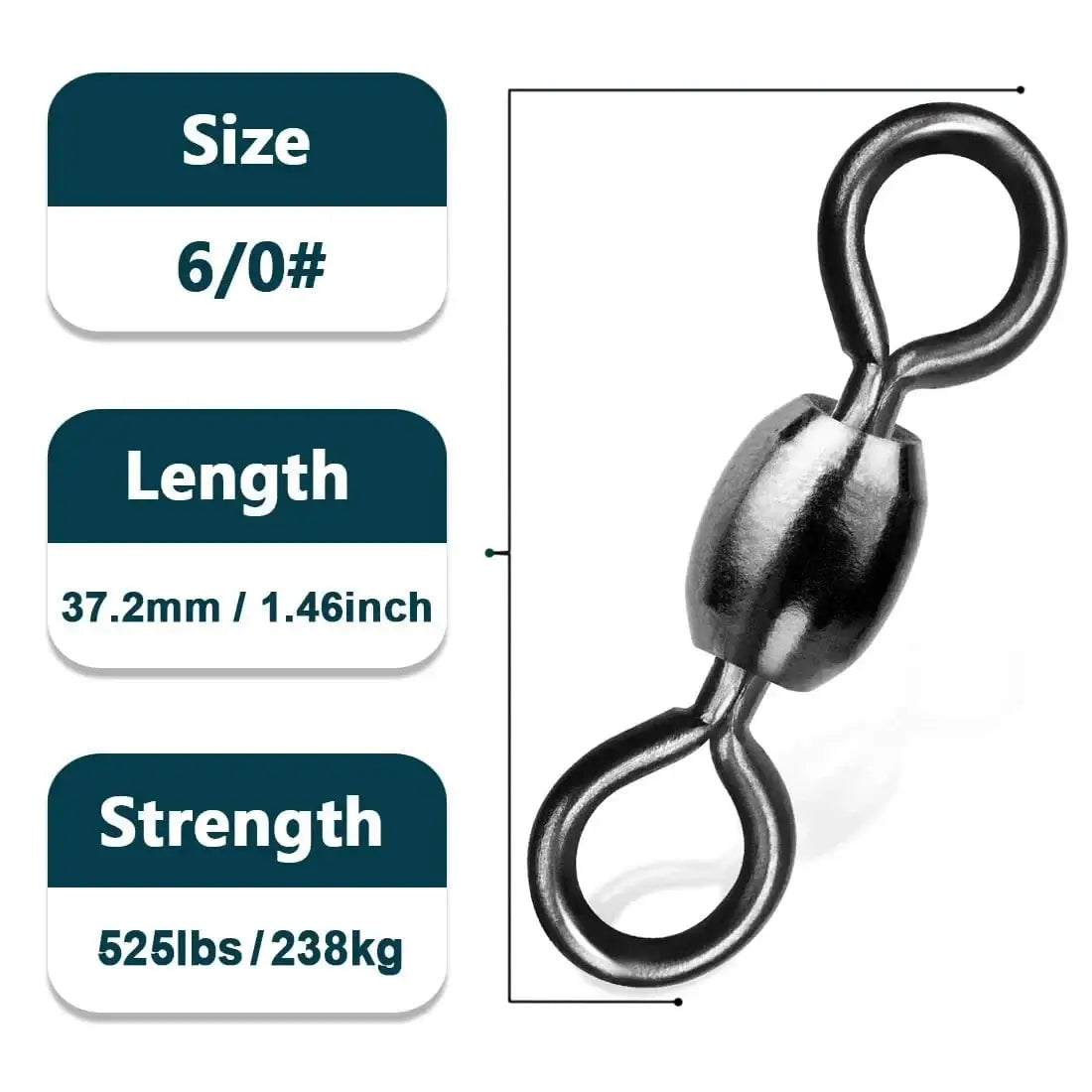 China China Size6-0 37.2mm 238kg / 200 Pcs Crane Swivels 50~200Pcs Swivels Fishing Tackle Fishing line Hook Connector Stainless Brass Saltwater Fishing Rolling Accessories