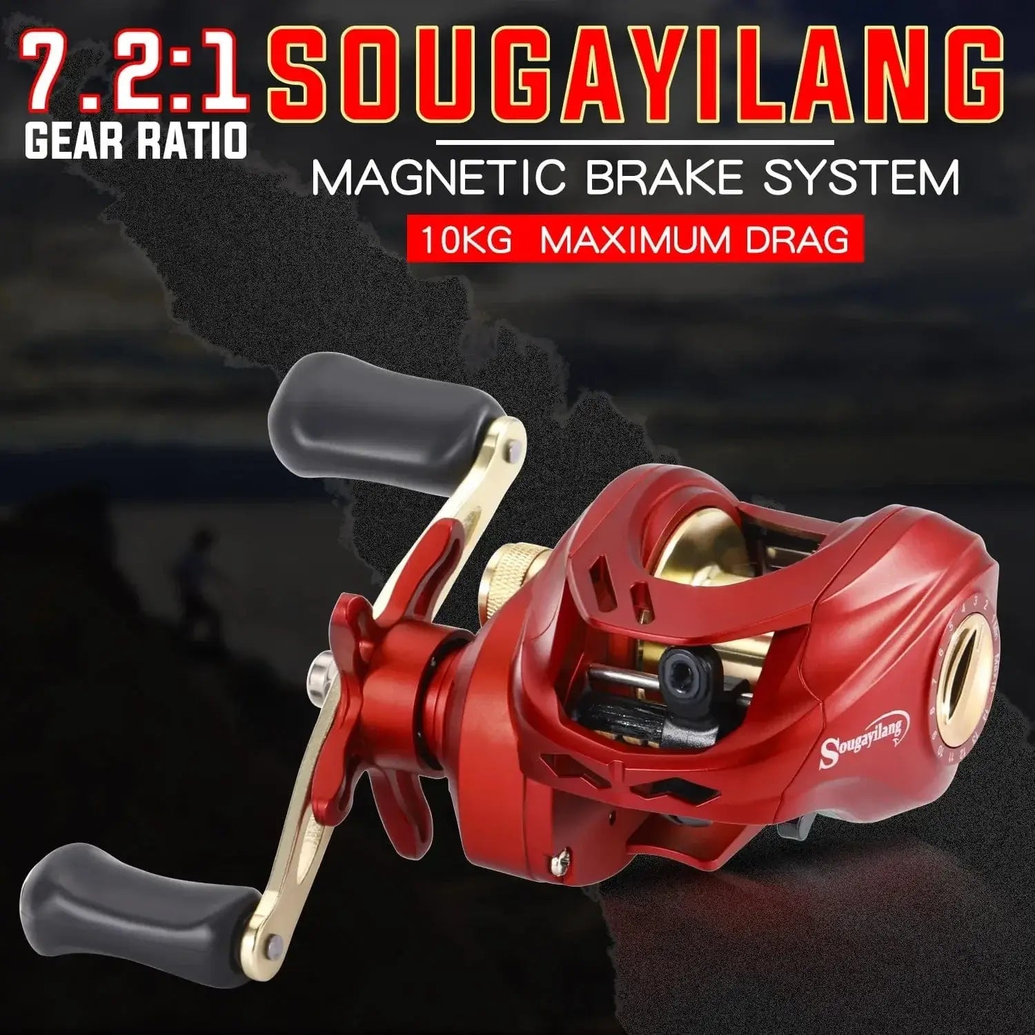 China China Sougayilang Baitcasting Fishing Reel 7.2:1 High Speed Gear Ratio Max Drag 10kg Casting Reel for Bass Pike Fishing Tools