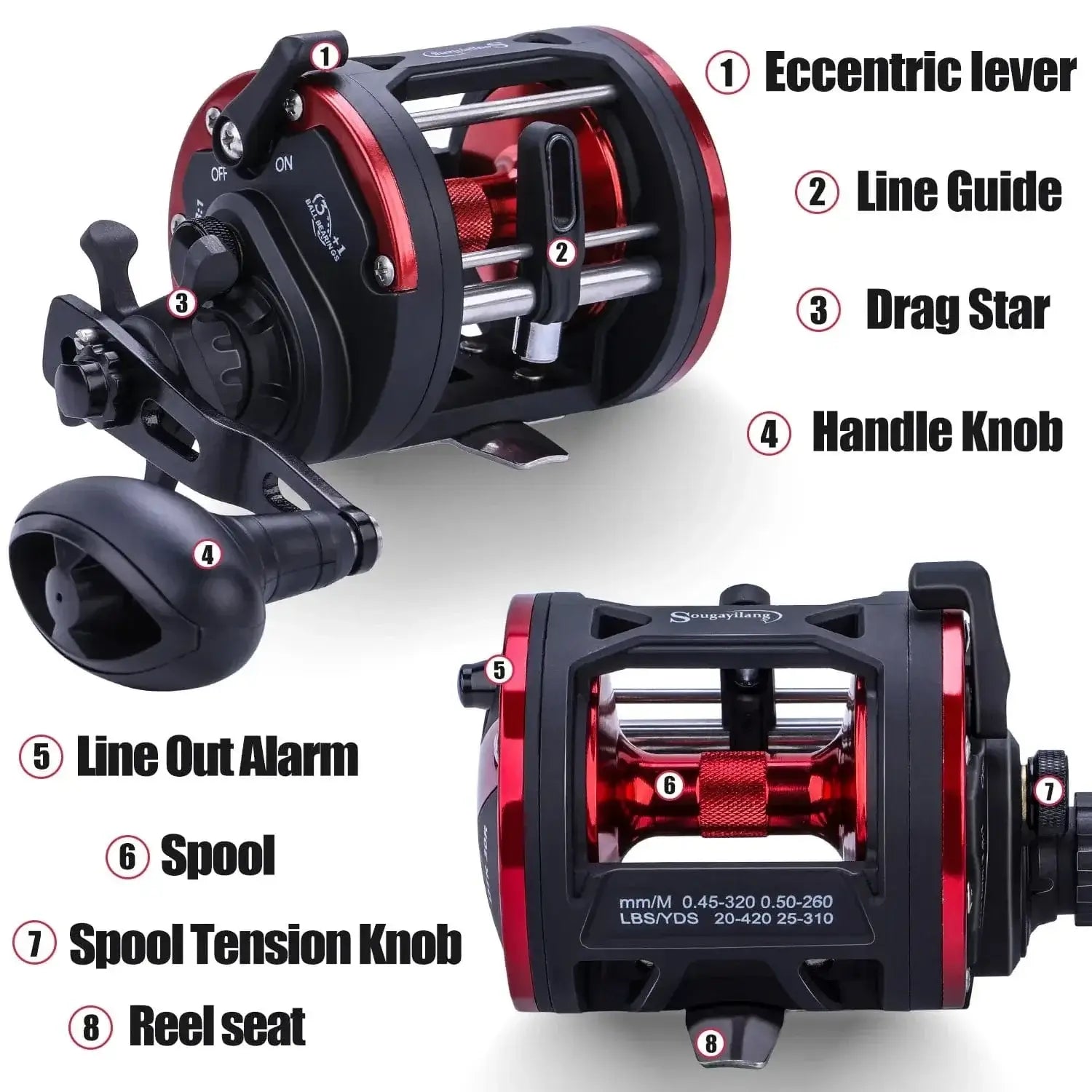 China China Sougayilang DTR-30 Trolling Drum Fishing Reels 3+1BB Left/Right Hand Saltwater Trolling Drum Fishing Reel Max Drag 28kg Pesca