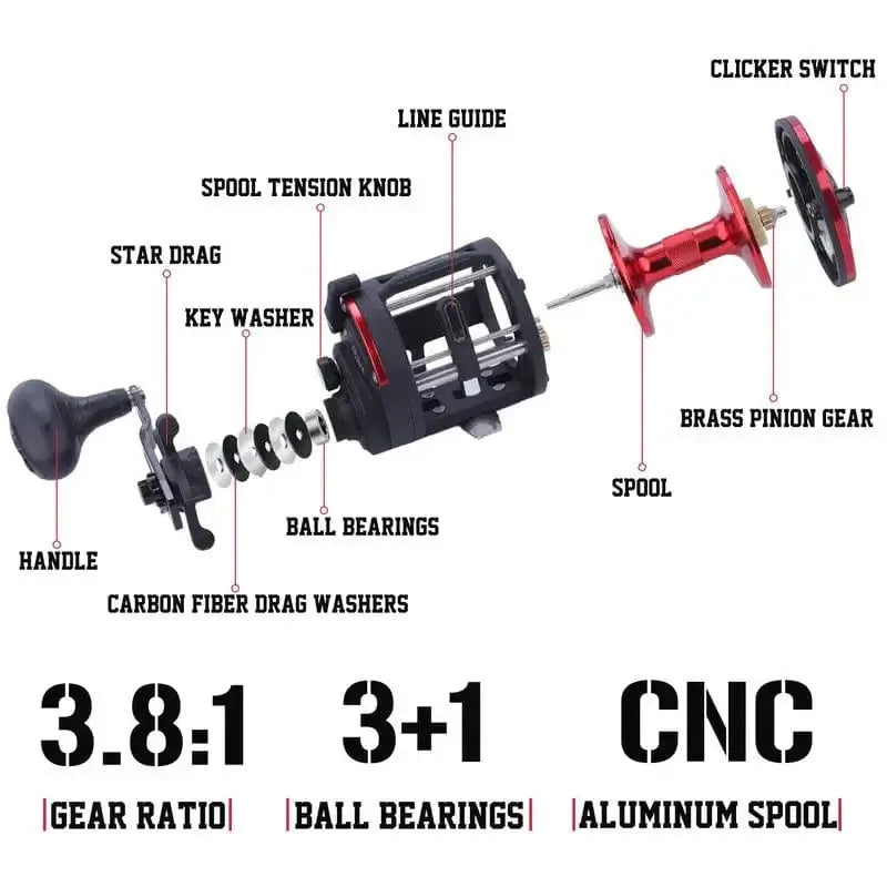China China Sougayilang DTR-30 Trolling Drum Fishing Reels 3+1BB Left/Right Hand Saltwater Trolling Drum Fishing Reel Max Drag 28kg Pesca