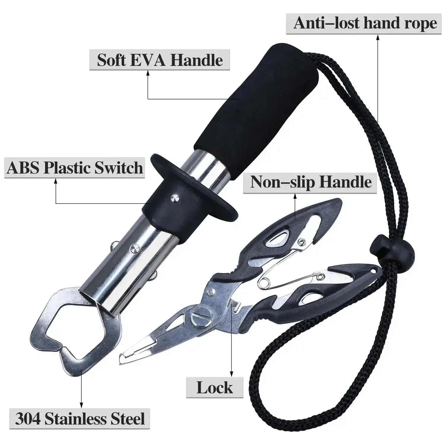 China China Sougayilang Fishing Pliers Fish Grip Tools Saltwater Resistant Aluminum Pliers EVA Handle Split Ring Hook Remover Pesca