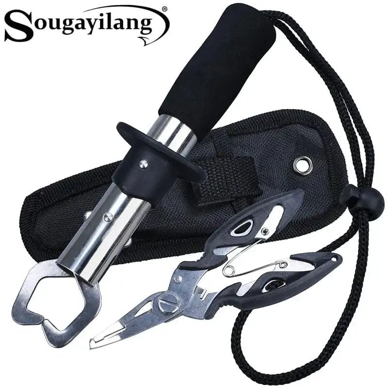China China Sougayilang Fishing Pliers Fish Grip Tools Saltwater Resistant Aluminum Pliers EVA Handle Split Ring Hook Remover Pesca