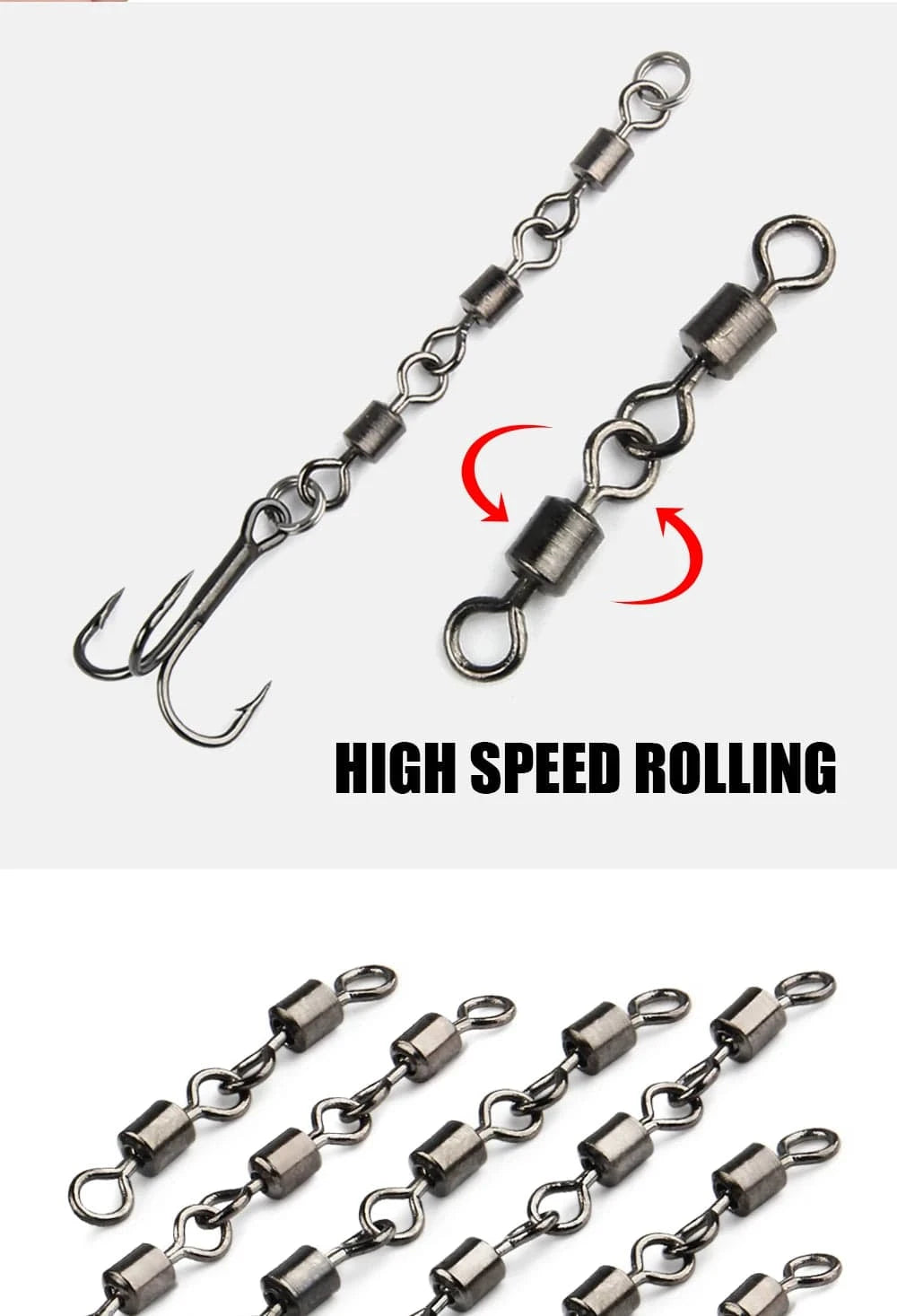 China China Spinpoler 3 4 5 Joint Fishing Swivels Copper Body with Stainless Steel for Saltwater Sea Fishing Stinger Hooks Accessories