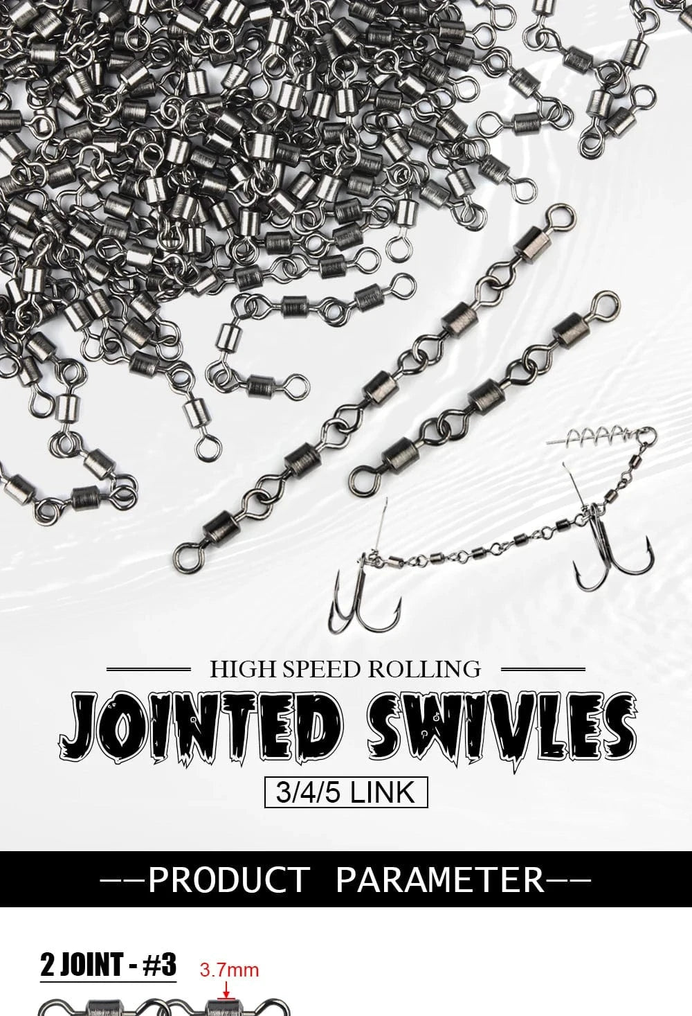 China China Spinpoler 3 4 5 Joint Fishing Swivels Copper Body with Stainless Steel for Saltwater Sea Fishing Stinger Hooks Accessories
