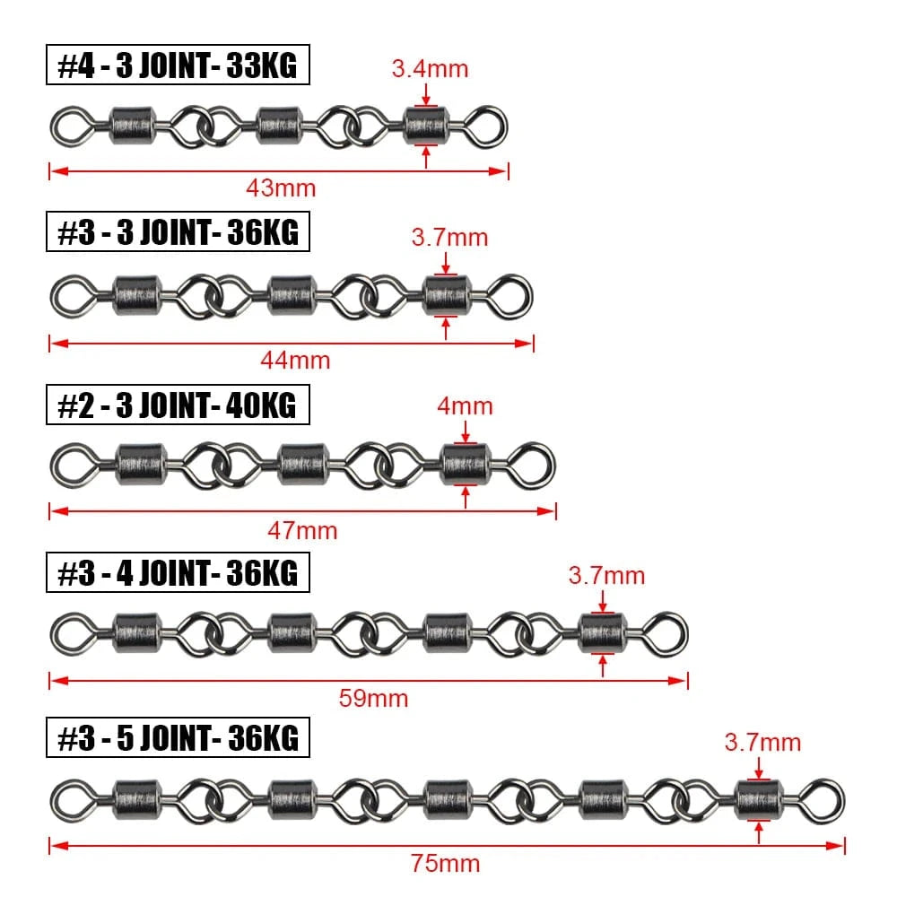 China China Spinpoler 3 4 5 Joint Fishing Swivels Copper Body with Stainless Steel for Saltwater Sea Fishing Stinger Hooks Accessories