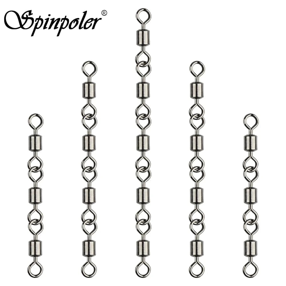 China China Spinpoler 3 4 5 Joint Fishing Swivels Copper Body with Stainless Steel for Saltwater Sea Fishing Stinger Hooks Accessories
