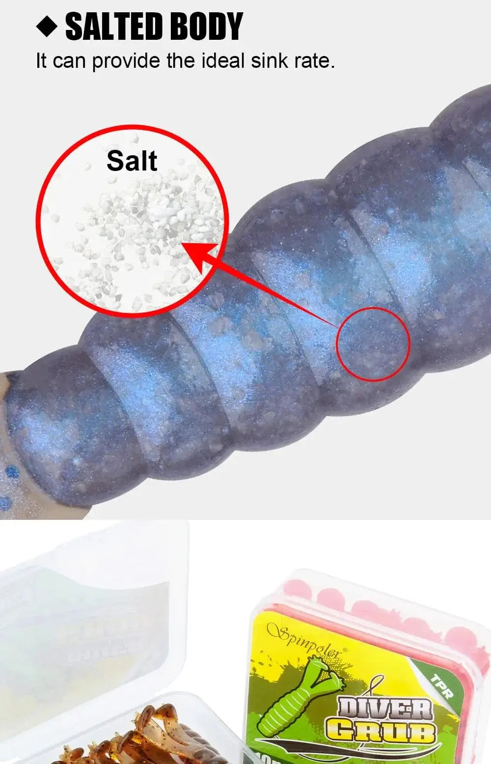 China China Spinpoler Diver Grub Fishing Lure Soft Bait Twin T Tail Floating Tpr 7cm Salted Shad Worm Frog Artificial Bass Swimbait Pesca