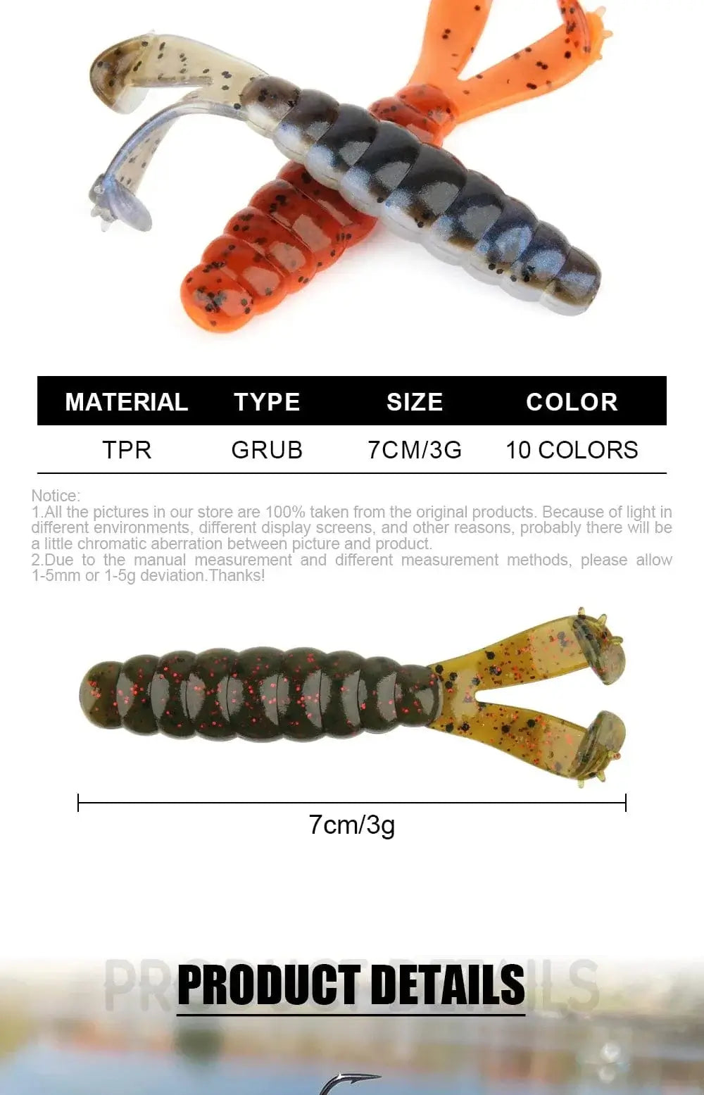 China China Spinpoler Diver Grub Fishing Lure Soft Bait Twin T Tail Floating Tpr 7cm Salted Shad Worm Frog Artificial Bass Swimbait Pesca