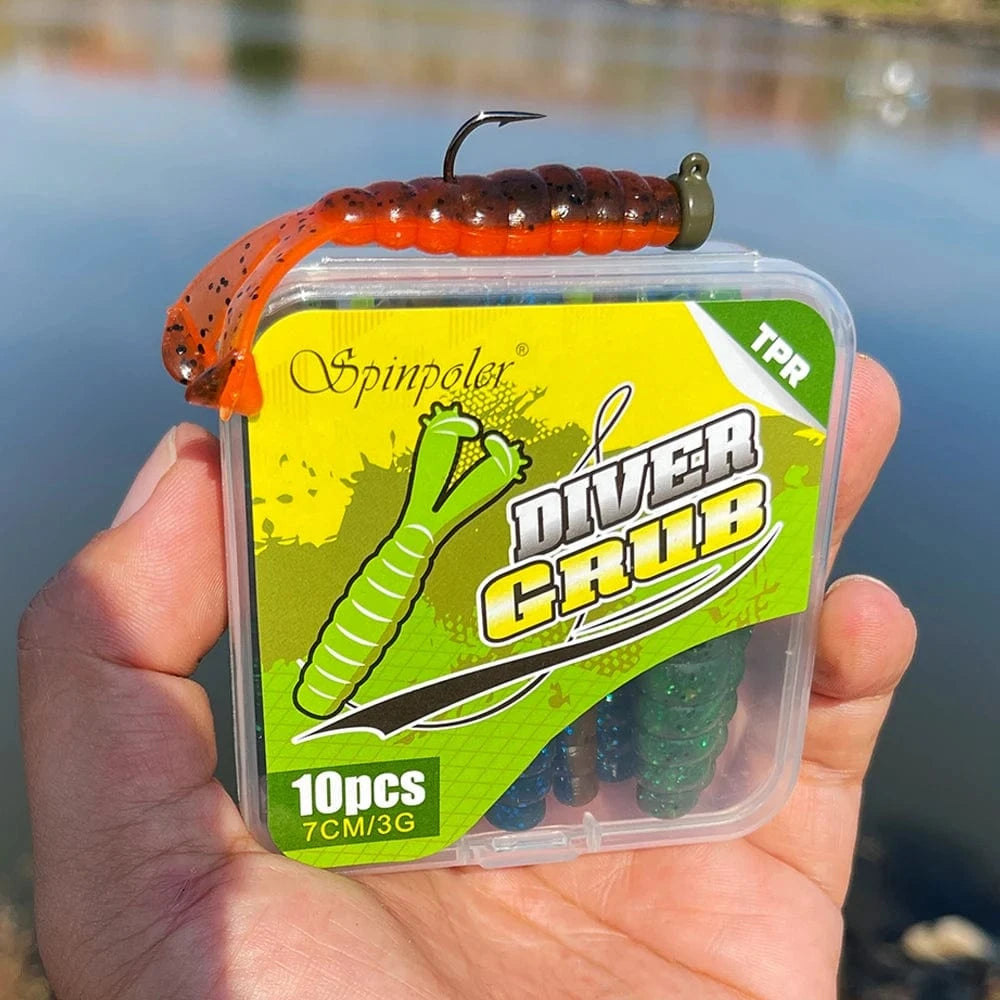 China China Spinpoler Diver Grub Fishing Lure Soft Bait Twin T Tail Floating Tpr 7cm Salted Shad Worm Frog Artificial Bass Swimbait Pesca
