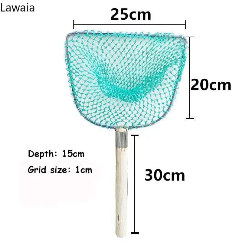 China China square Lawaia Fishing Landing Net Stainless Steel Net Head Multi-strand Nylon Fishing Net Fly Fishing Fishing Tool 30cm