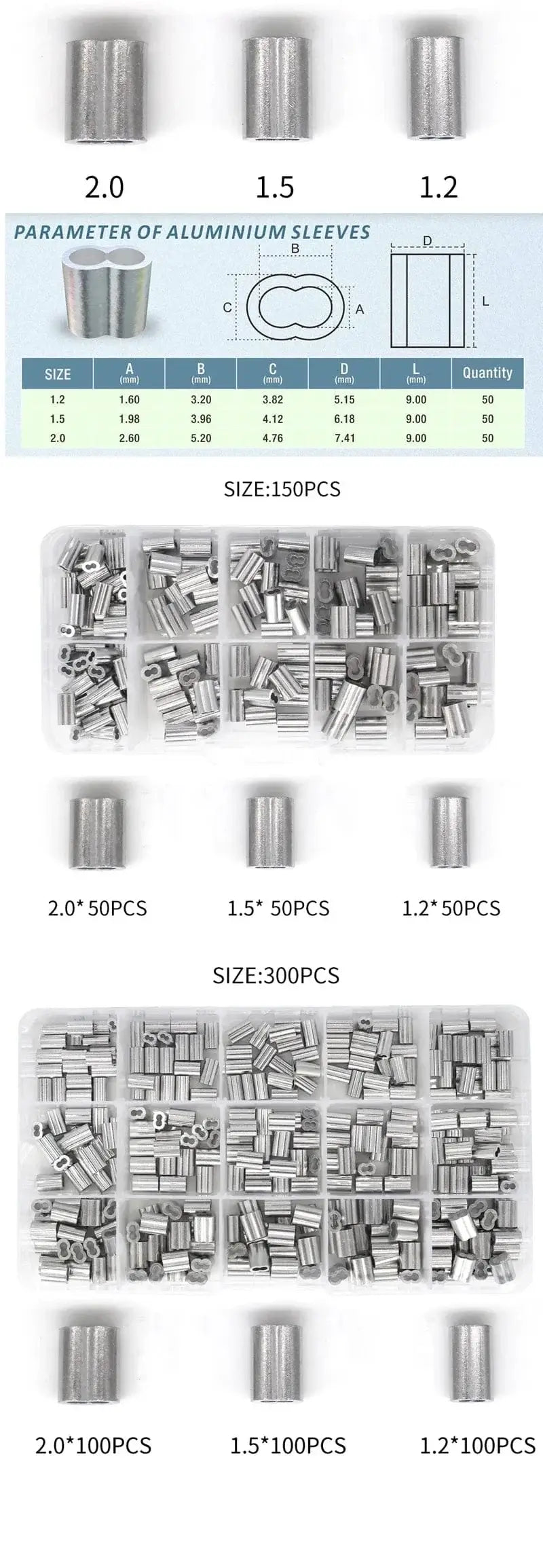 China China Stainless Steel Fishing Pliers Wire Rope Crimping Tool with 150Pcs Ferrule Crimping Loop Kit for Crimpers & Crimping Sleeves Kit