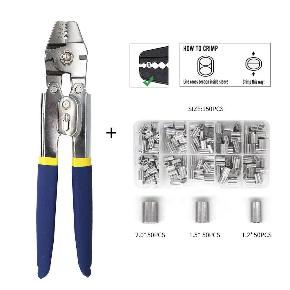China China Stainless Steel Fishing Pliers Wire Rope Crimping Tool with 150Pcs Ferrule Crimping Loop Kit for Crimpers & Crimping Sleeves Kit