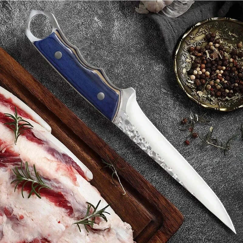 China China Stainless Steel Kitchen Chef Boning Knifes Handmade Fishing Knife Meat Cleaver Butcher Knife with knife Cover Kitchen Supplies