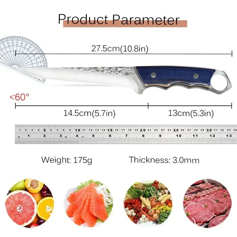 China China Stainless Steel Kitchen Chef Boning Knifes Handmade Fishing Knife Meat Cleaver Butcher Knife with knife Cover Kitchen Supplies