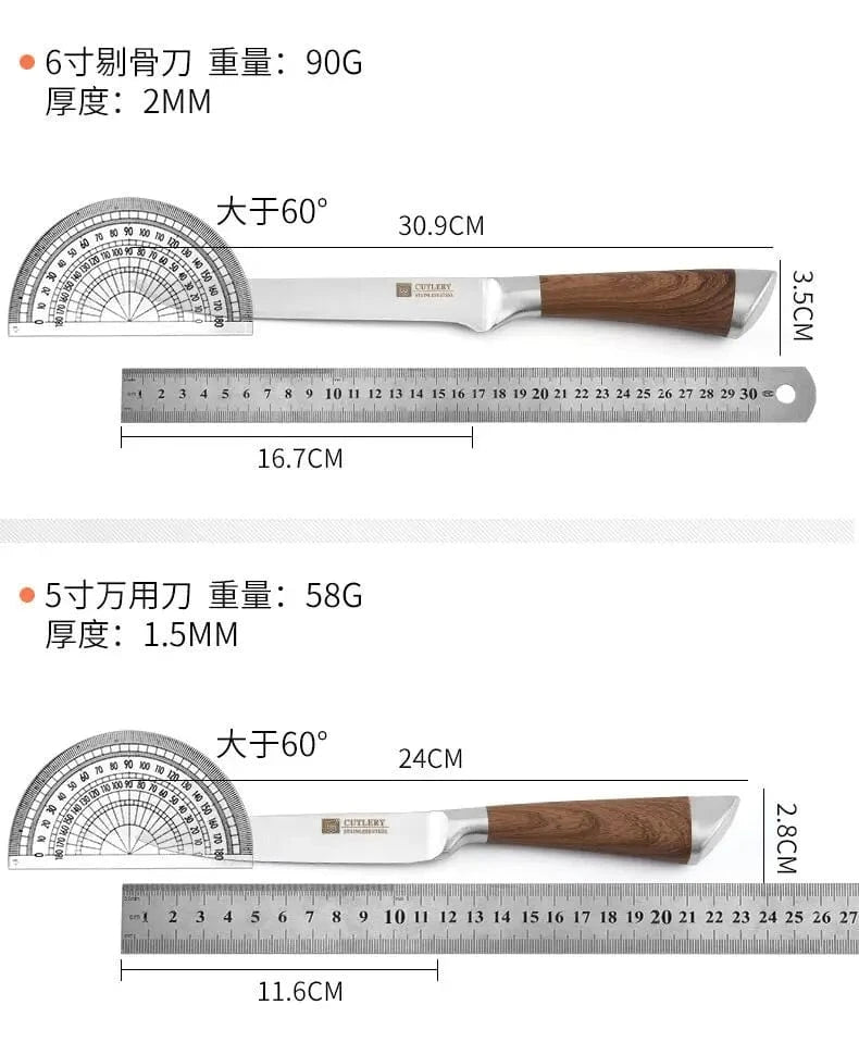 China China Stainless Steel Knife Set Kitchen Knives 6 Pcs Set Fruit Utility Boning Bread Slicing Chef Slicer Nakiri Paring Cooking Knife
