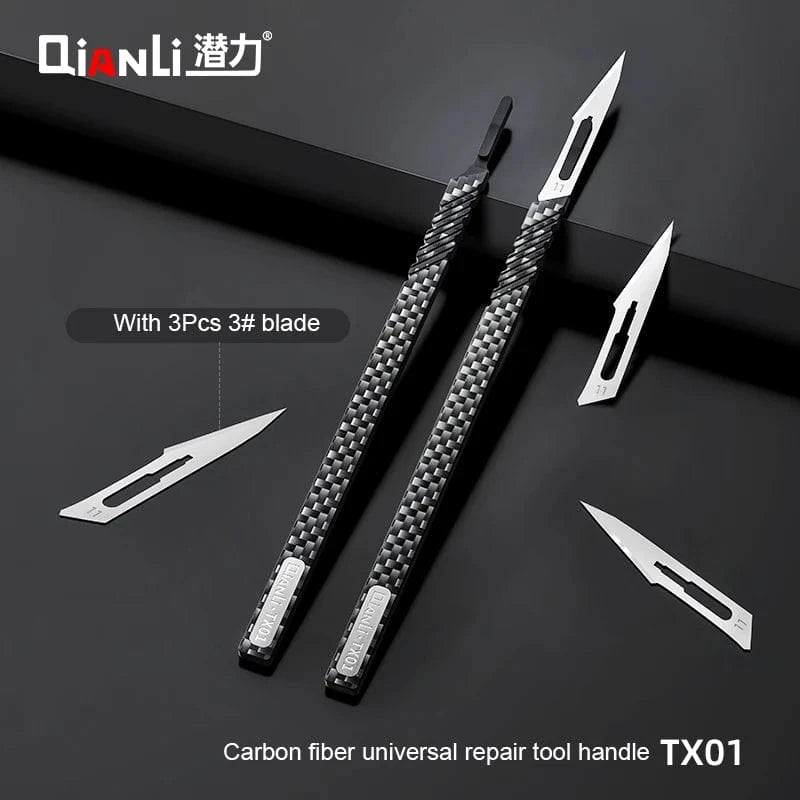 China China Standard Set QIANLI TX01 Carbon Fibre Back Cover Glass Remover Disassembly Repair Knife Set Phone Motherboard Chip Glass Glue Remove Tool Kit