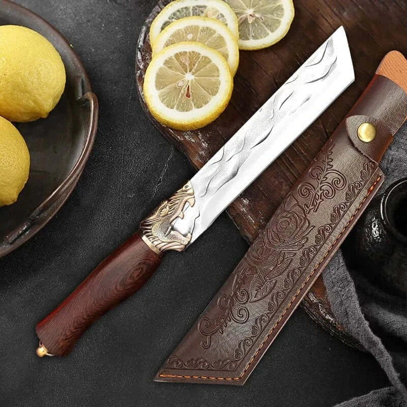 China China Style A with cover 7 inch Forged Stainless Steel Kitchen Knife Handmade Chef Butcher Fishing Knife Wooden Handle Cleaver Meat Cooking Knives