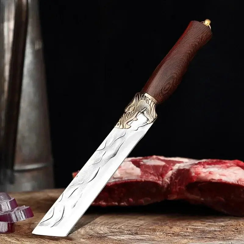 China China Style A with cover 7 inch Forged Stainless Steel Kitchen Knife Handmade Chef Butcher Fishing Knife Wooden Handle Cleaver Meat Cooking Knives