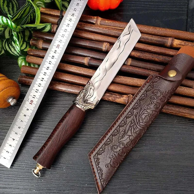 China China Style A with cover 7 inch Forged Stainless Steel Kitchen Knife Handmade Chef Butcher Fishing Knife Wooden Handle Cleaver Meat Cooking Knives