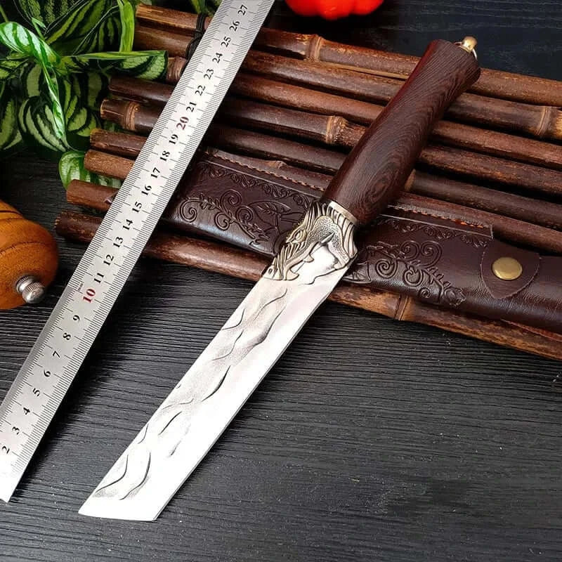 China China Style A with cover 7 inch Forged Stainless Steel Kitchen Knife Handmade Chef Butcher Fishing Knife Wooden Handle Cleaver Meat Cooking Knives