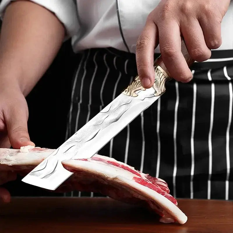 China China Style A with cover 7 inch Forged Stainless Steel Kitchen Knife Handmade Chef Butcher Fishing Knife Wooden Handle Cleaver Meat Cooking Knives