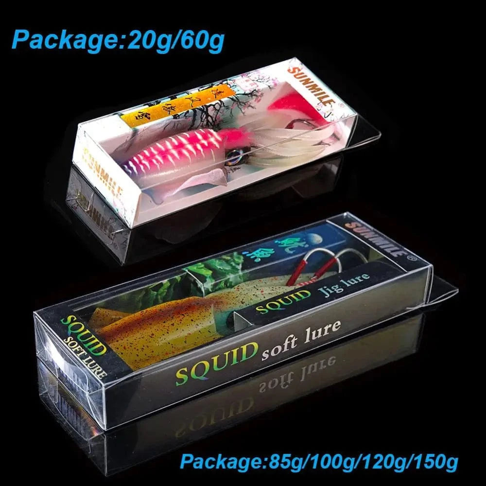 China China SUNMILE Fishing Soft Squid Lure 20g/60g/80g/100g/120g/150g Luminous/UV Squid Jig Fishing Lures For Sea Fishing Wobbler Bait