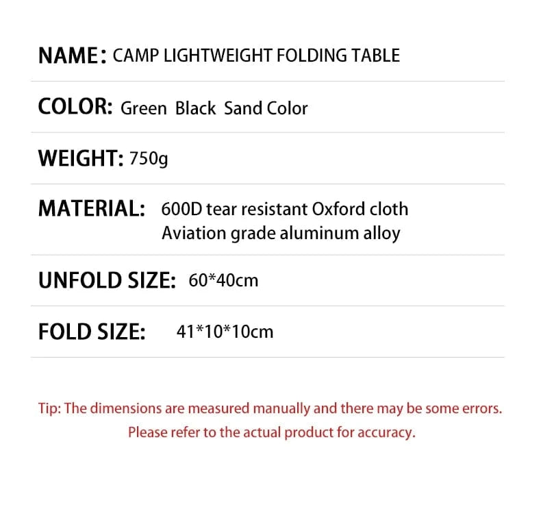 China China TARKA Camping Oxford Fabric Table Folding Desk Lightweight Foldable Cloth Tables Outdoor Fishing Picnic Desk Camping Equipment