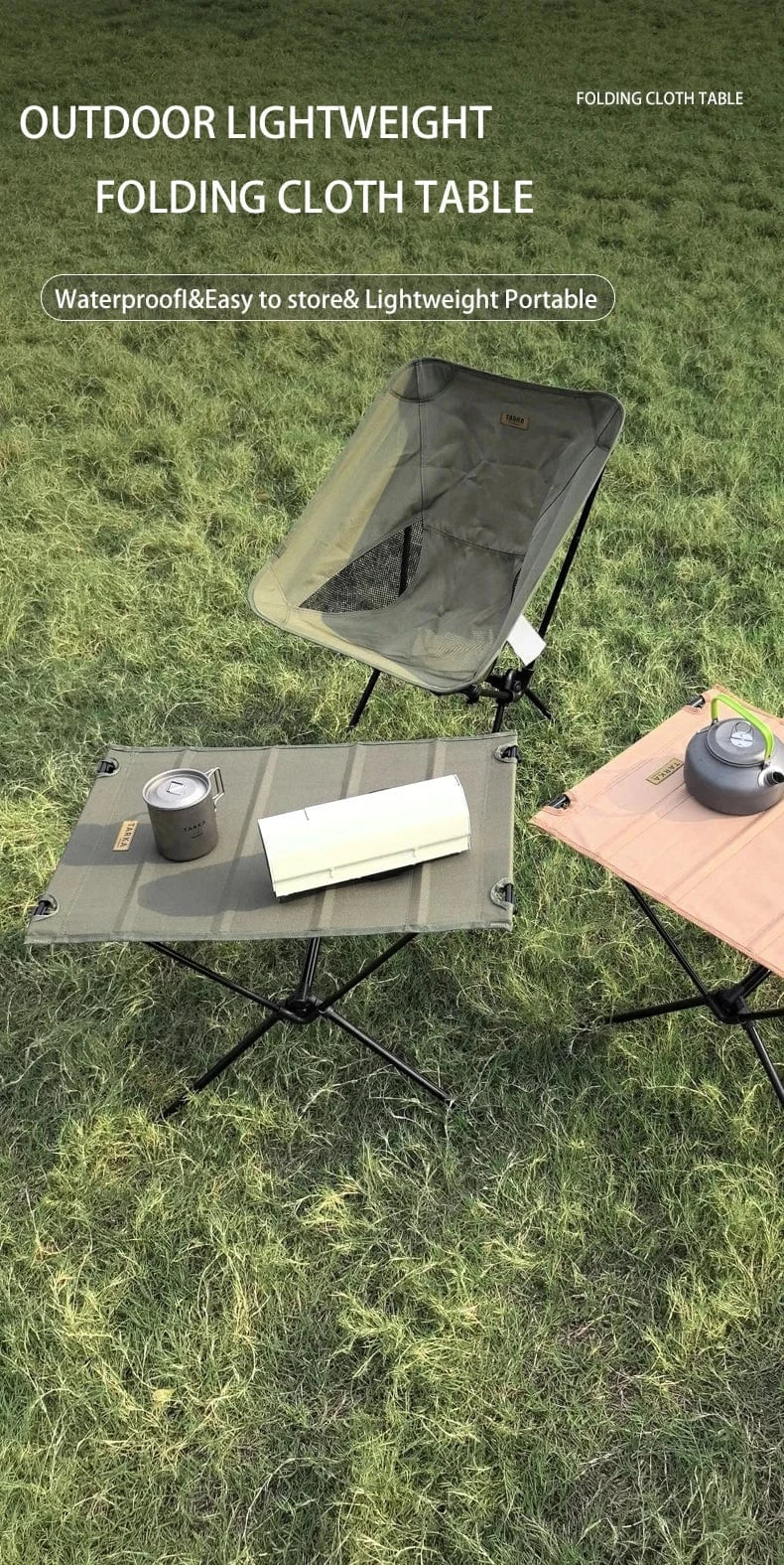 China China TARKA Camping Oxford Fabric Table Folding Desk Lightweight Foldable Cloth Tables Outdoor Fishing Picnic Desk Camping Equipment