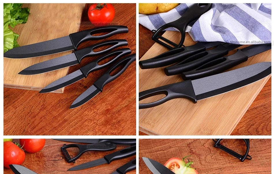 China China Timhome Zirconia Ceramic Knife Set 6" 5" 4" 3" Inch With Hollow Handle Kitchen Cooking Tools