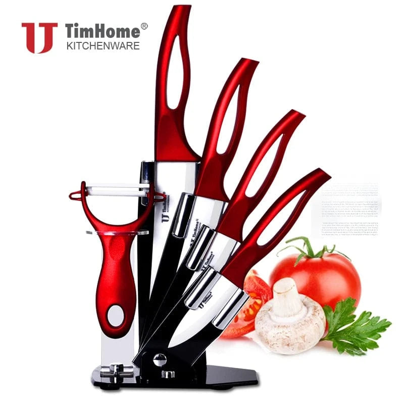 China China Timhome Zirconia Ceramic Knife Set 6" 5" 4" 3" Inch With Hollow Handle Kitchen Cooking Tools