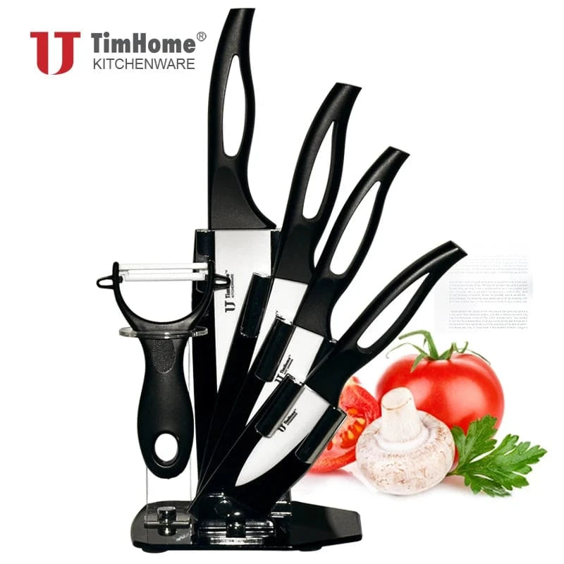 China China Timhome Zirconia Ceramic Knife Set 6" 5" 4" 3" Inch With Hollow Handle Kitchen Cooking Tools