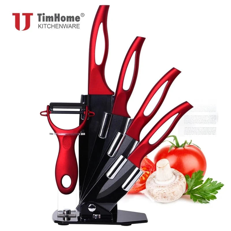 China China Timhome Zirconia Ceramic Knife Set 6" 5" 4" 3" Inch With Hollow Handle Kitchen Cooking Tools