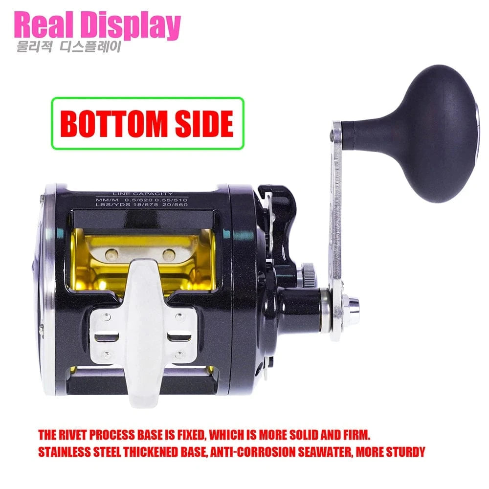 China China TR12000 / Right Hand TR12000 Big Trolling Drum Fishing Reels 3.4:1 Gear Ratio 8+1BB All Aluminum Alloy Body Max Drag 30kg Sea Fishing Trolling Reel