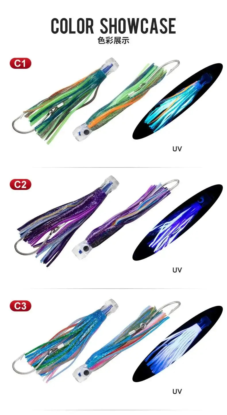 China China Trolling Skirt Tuna Lures 50g/16.5cm Sinking Boat UV Light Fishing Saltwater Lures for Marlin Sea Trolling Fishing Bait