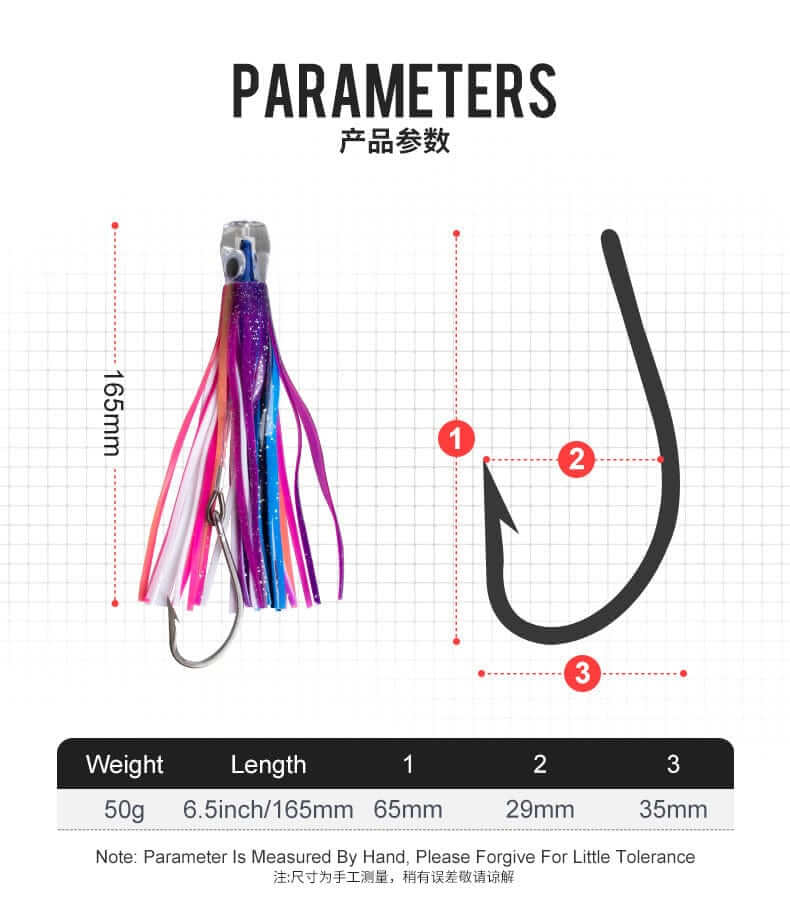 China China Trolling Skirt Tuna Lures 50g/16.5cm Sinking Boat UV Light Fishing Saltwater Lures for Marlin Sea Trolling Fishing Bait