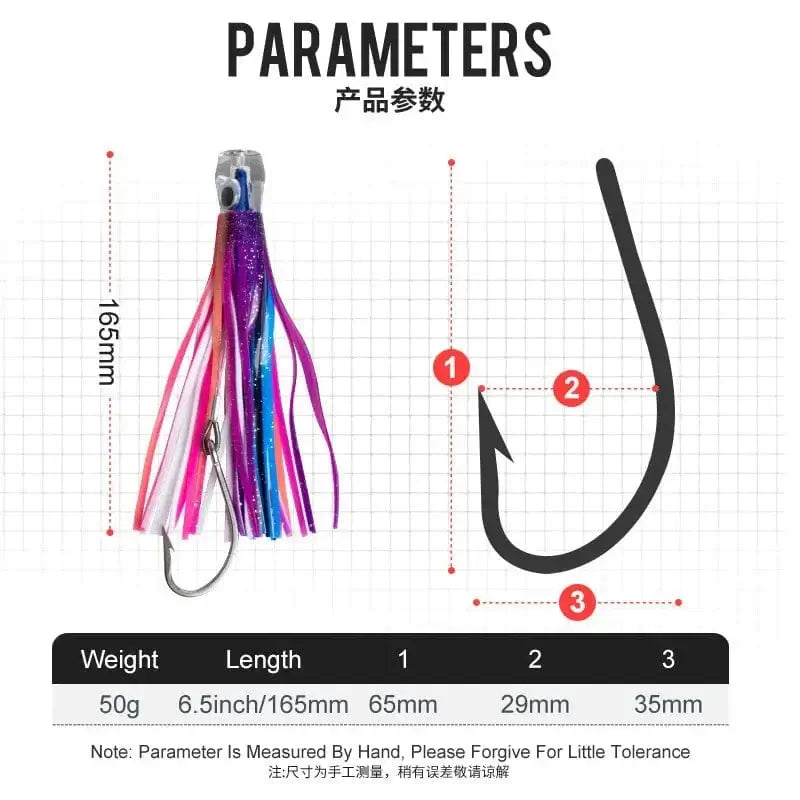 China China Trolling Skirt Tuna Lures 50g/16.5cm Sinking Boat UV Light Fishing Saltwater Lures for Marlin Sea Trolling Fishing Bait