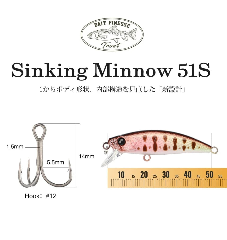 China China TSURINOYA 51mm 5.8g Sinking Minnow Intruder 51S River Fishing Lure Light Game Fishing Lure Stream Hard Bait Perch Pike Trout
