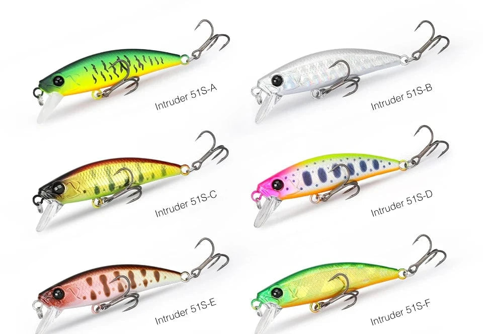 China China TSURINOYA 51mm 5.8g Sinking Minnow Intruder 51S River Fishing Lure Light Game Fishing Lure Stream Hard Bait Perch Pike Trout