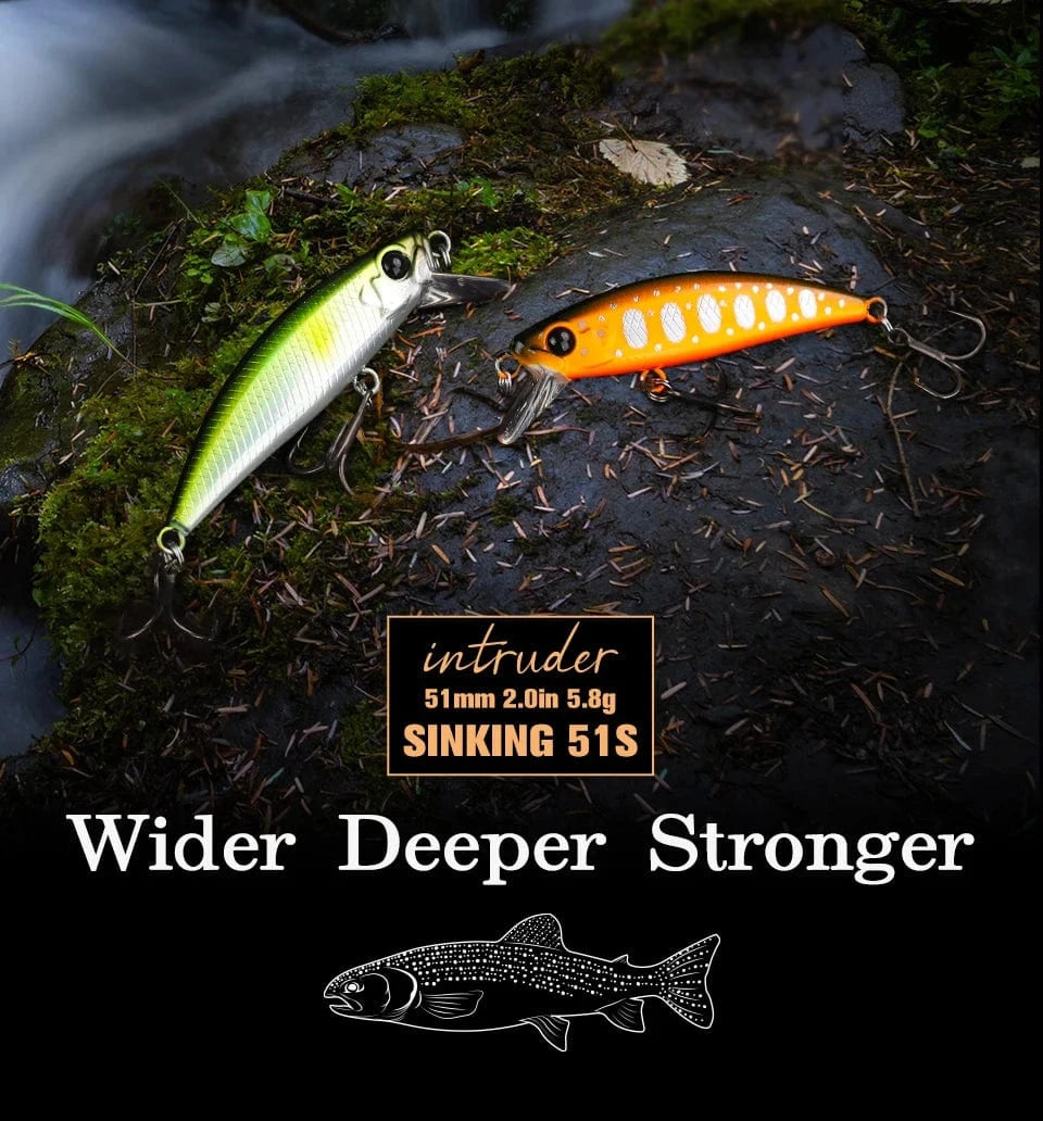 China China TSURINOYA 51mm 5.8g Sinking Minnow Intruder 51S River Fishing Lure Light Game Fishing Lure Stream Hard Bait Perch Pike Trout