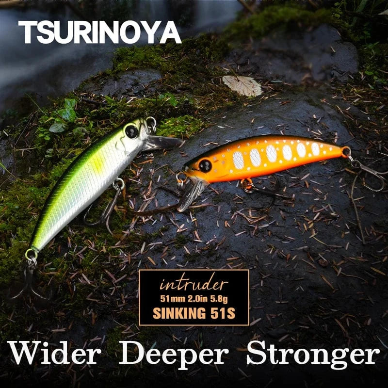 China China TSURINOYA 51mm 5.8g Sinking Minnow Intruder 51S River Fishing Lure Light Game Fishing Lure Stream Hard Bait Perch Pike Trout