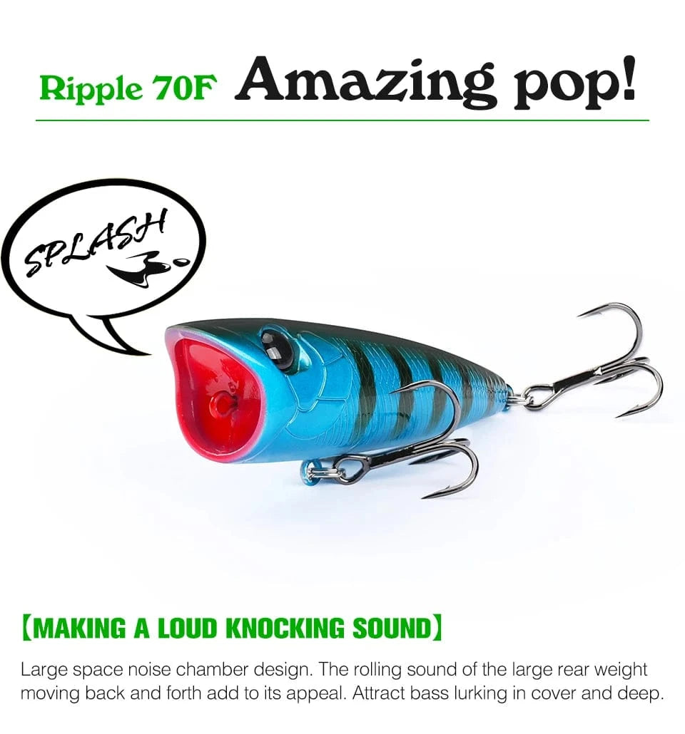China China TSURINOYA 70mm 12g Fishing Lure Topwater Popper RIPPER 70F Long Casting Hard Bait Pike Bass Game Big Mouse Surface Model Wobble