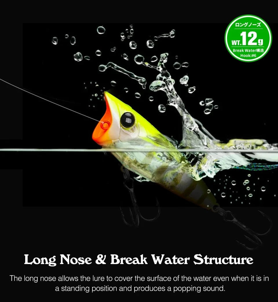 China China TSURINOYA 70mm 12g Fishing Lure Topwater Popper RIPPER 70F Long Casting Hard Bait Pike Bass Game Big Mouse Surface Model Wobble