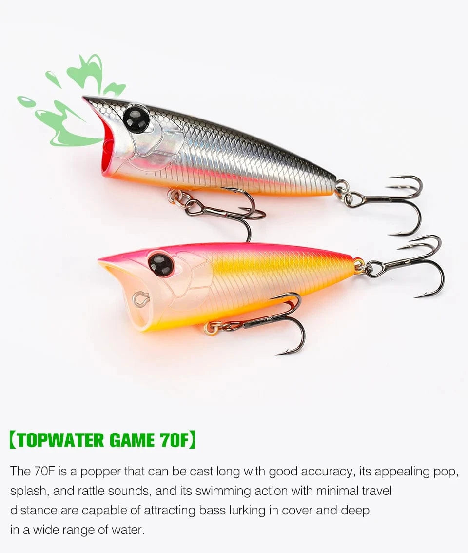 China China TSURINOYA 70mm 12g Fishing Lure Topwater Popper RIPPER 70F Long Casting Hard Bait Pike Bass Game Big Mouse Surface Model Wobble