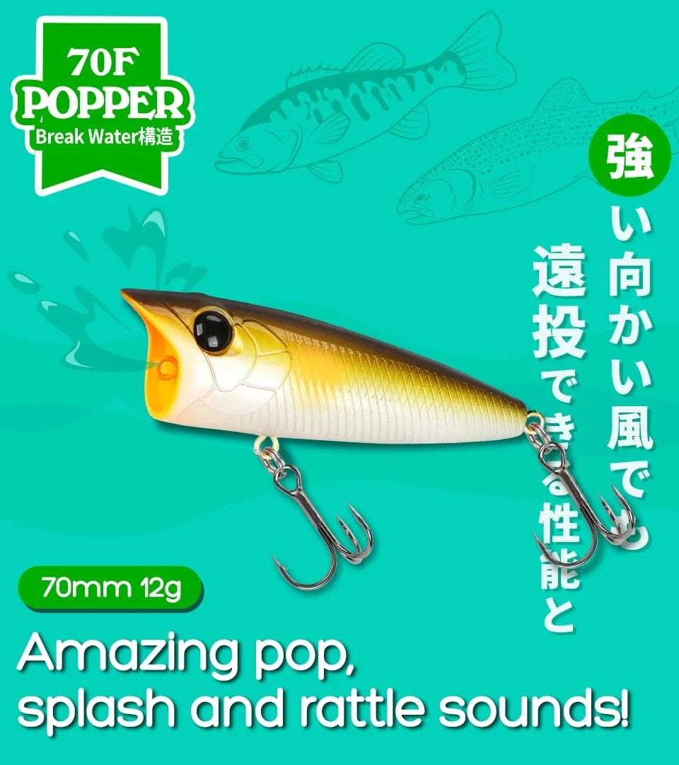 China China TSURINOYA 70mm 12g Fishing Lure Topwater Popper RIPPER 70F Long Casting Hard Bait Pike Bass Game Big Mouse Surface Model Wobble