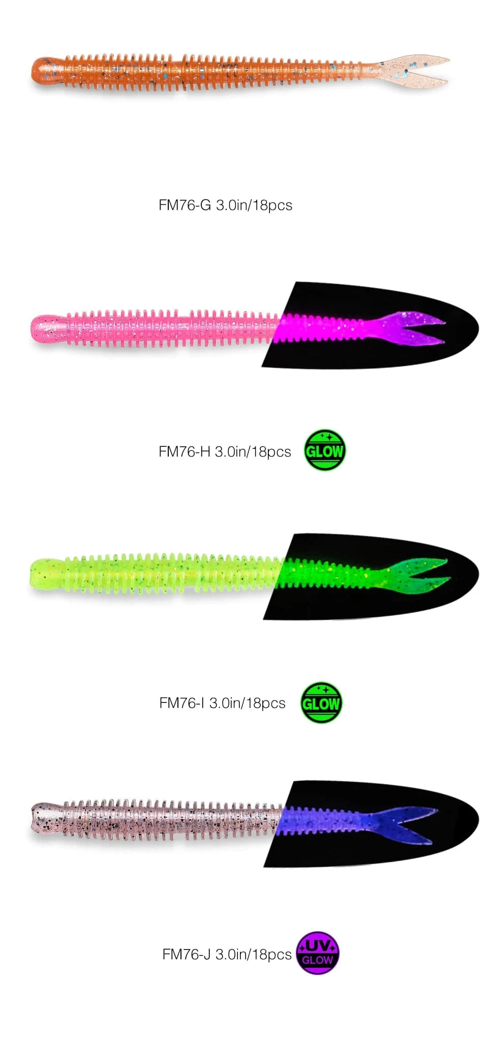 China China TSURINOYA Soft Bait Fishing Lure FLAME 3.0in 1.8g 18pcs Silicone Worm Bass Pike Light Game Fishing Rig Tackle Swimbait